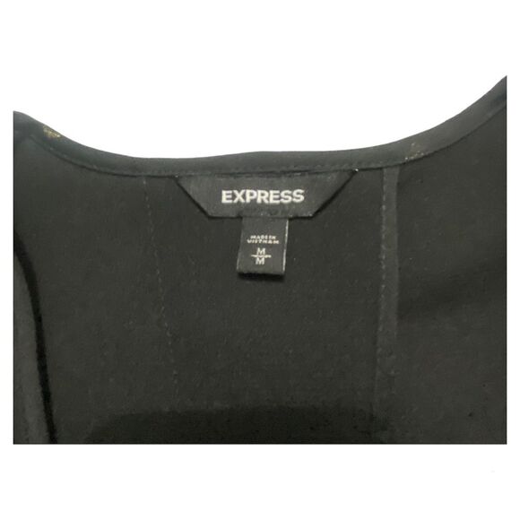 Express Top Size Medium Shirt Blouse Black Gold Satin tie back Tank - Picture 8 of 13